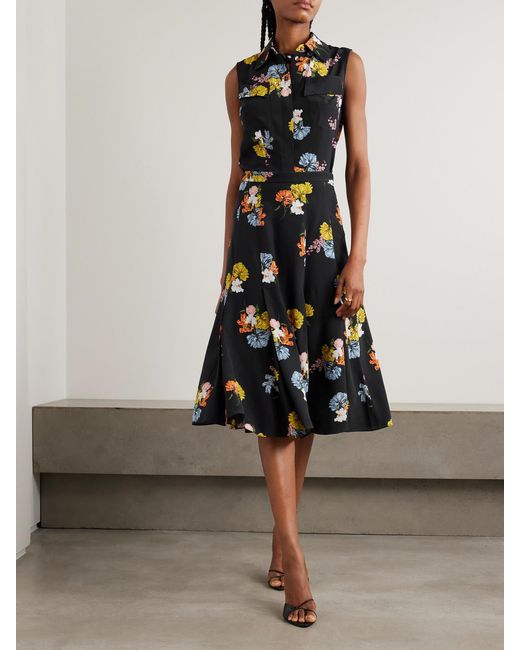 Emilia Wickstead Blue Navanne Floral-Print Silk Crepe De Chine Blouse