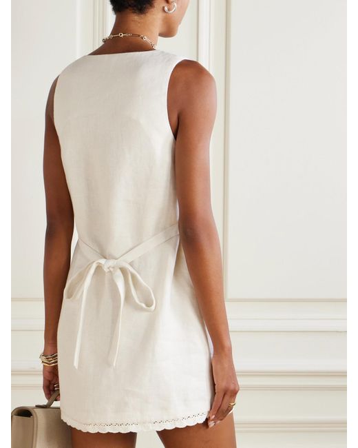 Posse Women's Natural Effi Crocheted Lace-Trimmed Linen Mini Dress -  cruiseboatoman.com