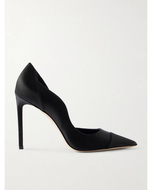 Jimmy Choo Black Brigitte 100 Satin Pumps