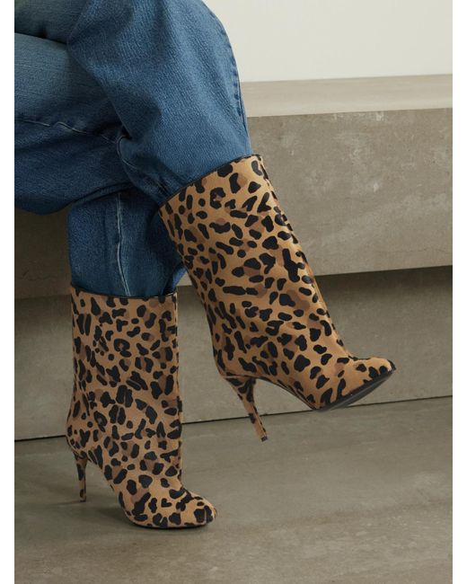 Alaïa Brown 90 Leopard-Print Calf Hair Ankle Boots