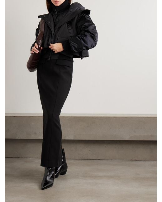 Canada Goose Black Claremont Oversized Cropped Layered Satin And Shell Bomber Jacket