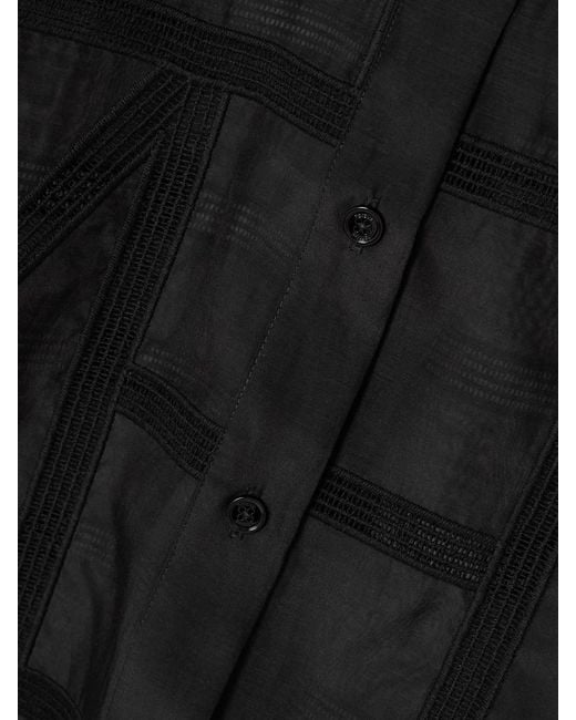Totême Black Embroidered Organic Cotton And Silk-Blend Voile Shirt