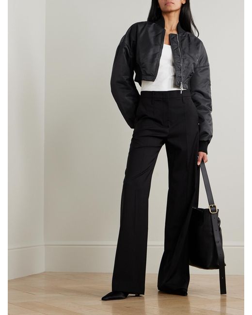 Sportmax Black Cropped Shell Bomber Jacket