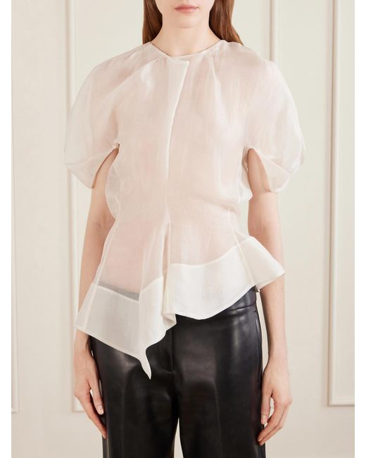 Khaite White Rumi Silk Organza Top