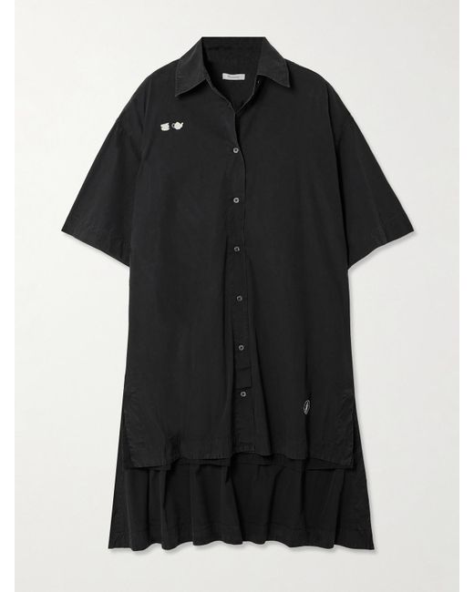 J.W. Anderson Black Embroidered Cotton-Voile Midi Shirt Dress