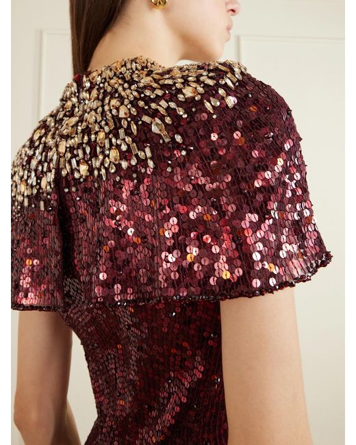 Jenny Packham Purple Radiant Sequined Crepe Gown