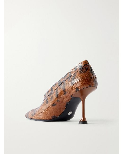 Proenza Schouler Brown Tee 85 Snake-Effect Leather Pumps