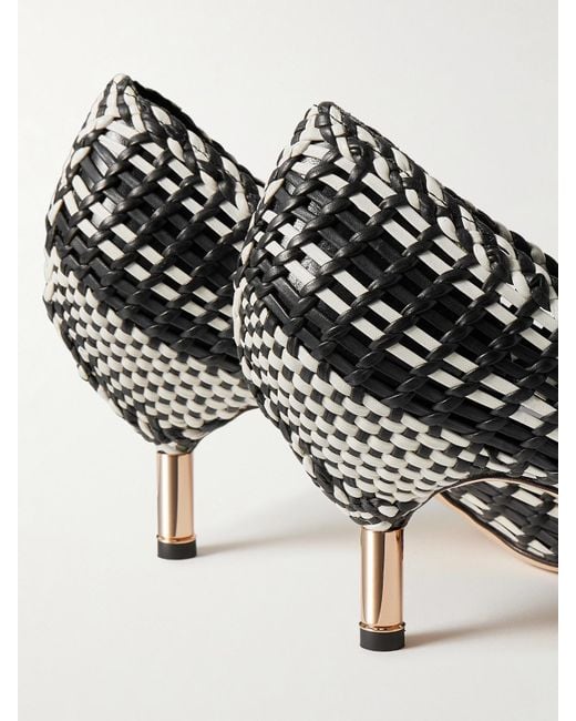 Gabriela Hearst White Andres Two-Tone Woven Leather Pumps