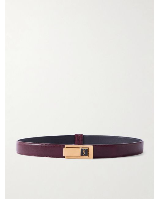 Saint Laurent White Cassandre Gürtel Aus Leder