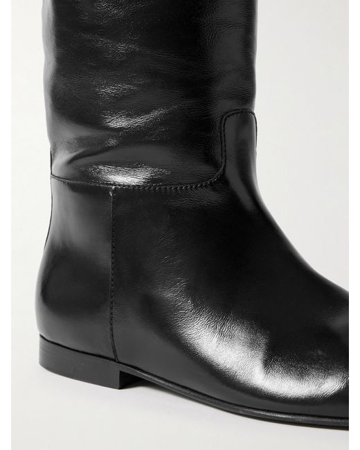 Khaite Black Colt Glossed-Leather Knee Boots