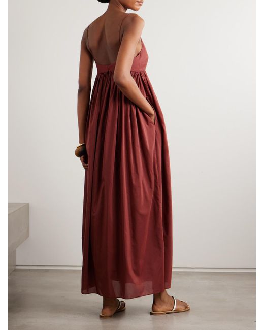 Matteau Gathered Organic Cotton And Silk-Blend Maxi Dress | Lyst Matteau Gathered Organic Cotton And Silk-Blend Maxi Dress | Lyst