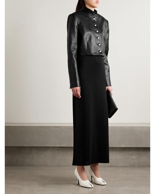 Khaite Black Samuelson Cropped Leather Jacket