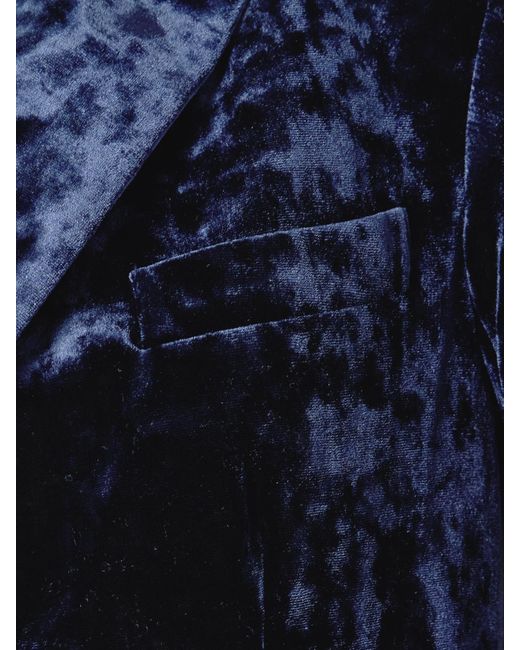 Alex Perry Blue Crushed-Velvet Blazer