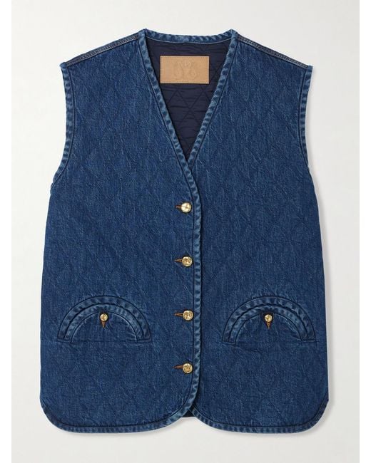 Blazé Milano Blue Suffolk Padded Quilted Denim Vest