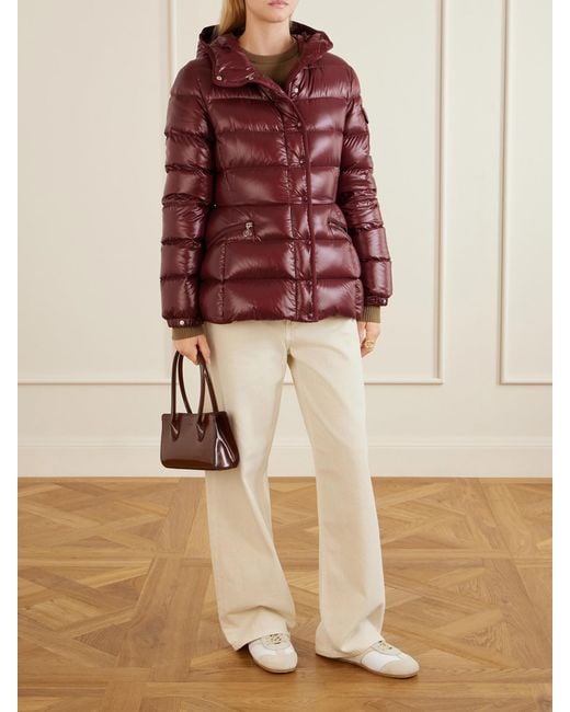 Moncler Red Barante Hooded Quilted Shell Down Jacket