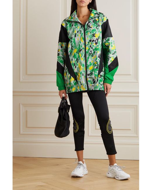 adidas By Stella McCartney Oversized Paneled Printed Recycled-shell Track  Jacket in Green | Lyst