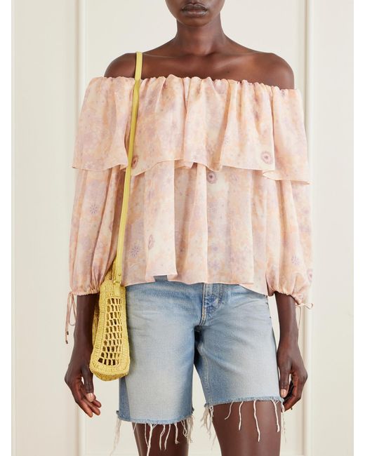 Chloé Metallic Summer Banana Leather-Trimmed Raffia Tote Bag