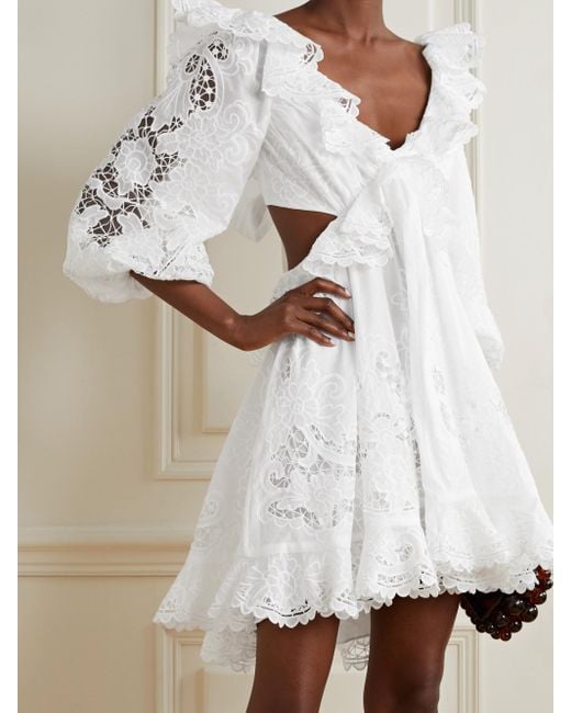 Zimmermann Brighton Cutout Ruffled Broderie Anglaise Cotton Mini