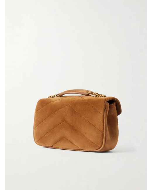 Saint Laurent Brown Loulou Quilted Suede Shoulder Bag