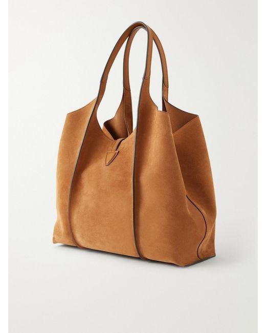Tod's Brown T Timeless Medium Suede Shoulder Bag