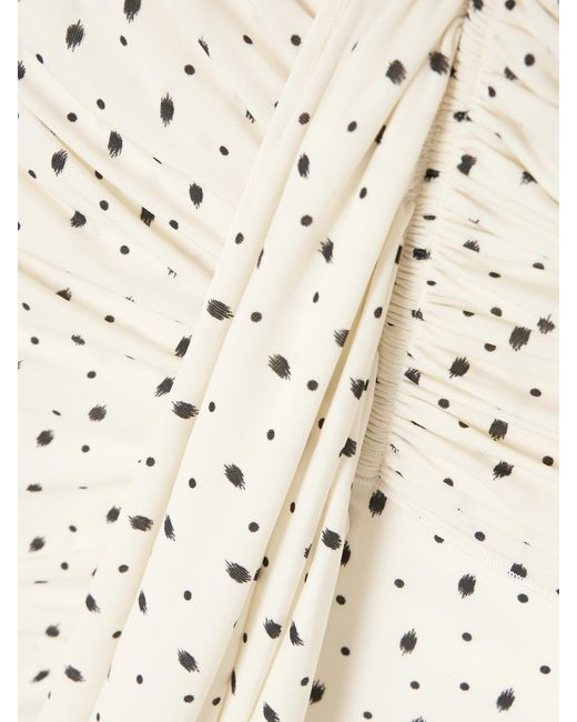 Isabel Marant Natural Gemma Ruched Draped Polka-Dot Stretch-Jersey Mini Dress