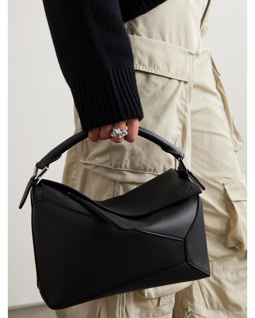 Loewe Black Puzzle Edge Small Textured-Leather Shoulder Bag