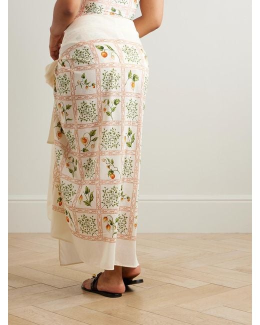 Agua Bendita Natural Lavanda Printed Cotton And Silk-Blend Voile Pareo