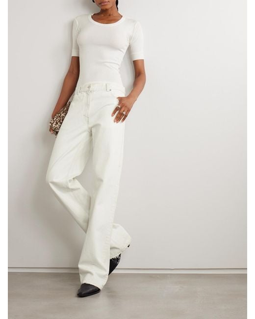 Calvin Klein White Aubriella Ribbed Organic Cotton-Blend Jersey T-Shirt