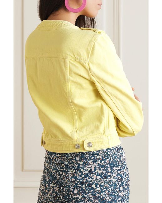 Isabel Marant Yellow Valene Cropped Denim Jacket