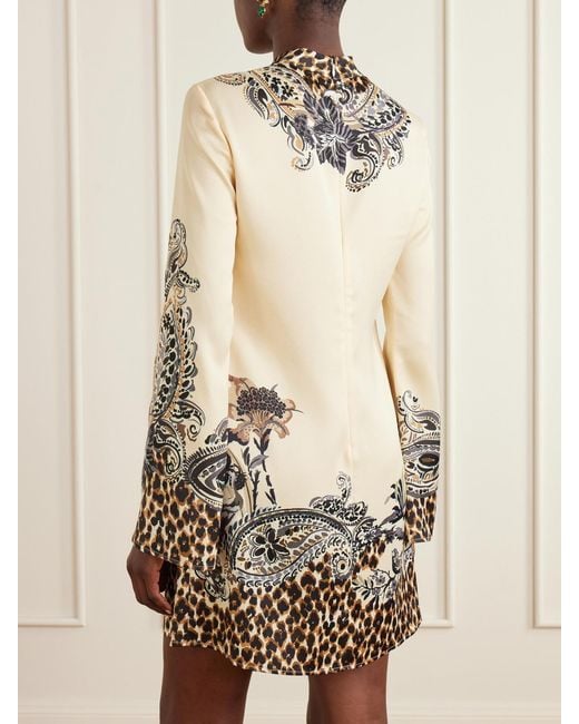 Etro Natural Printed Satin Mini Dress