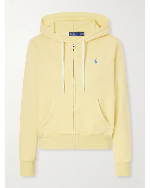 Polo Ralph Lauren Yellow Logo-Embroidered Cotton-Blend Zip-Up Hoodie