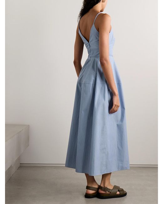 Co. Blue Basque Striped Tton-Poplin Midi Dress