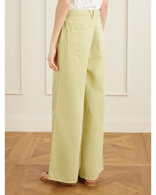 Veronica Beard Yellow Kasey Mid-Rise Wide-Leg Jeans
