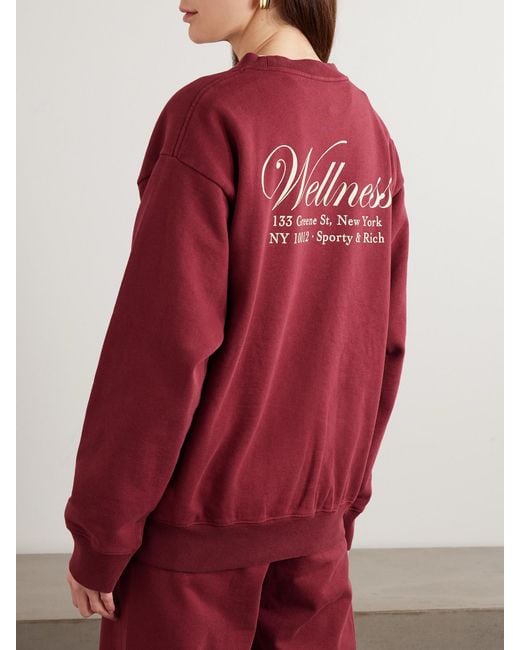Sporty & Rich Red Soho Printed Cotton-Jersey Sweatshirt