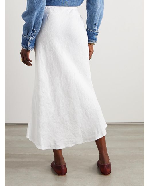 James Perse White Surfside Asymmetrischer Rock Aus Leinen