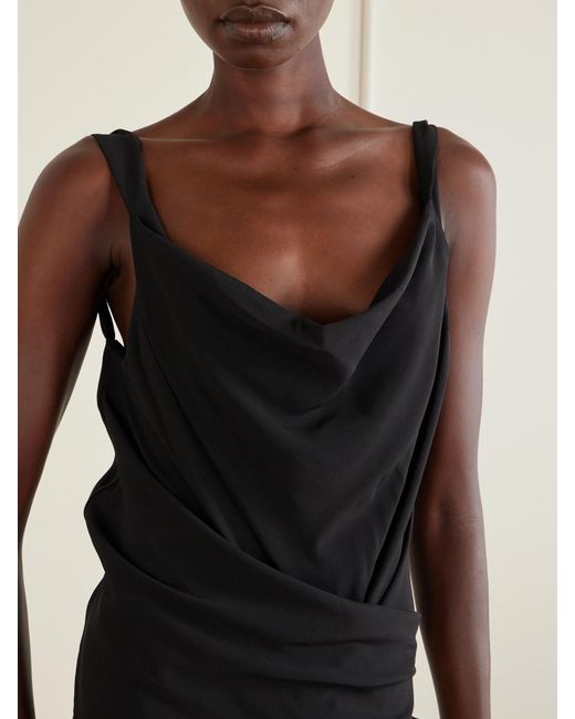 Rick Owens Black Draped Cady Maxi Dress