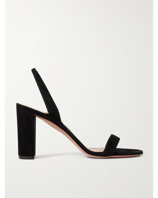 Aquazzura Metallic So Nude 85 Suede Slingback Sandals