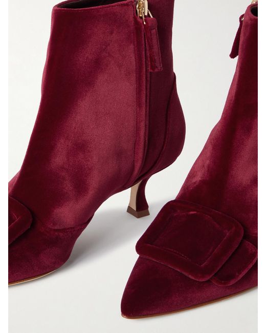 Bottines En Velours À Boucles Baylow 50 Manolo Blahnik en coloris Red