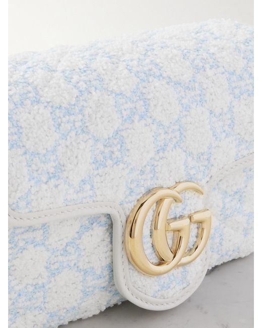 Gucci White Gg Marmont 2.0 Mini Schultertasche Aus Gestepptem Bouclé Mit Lederbesätzen