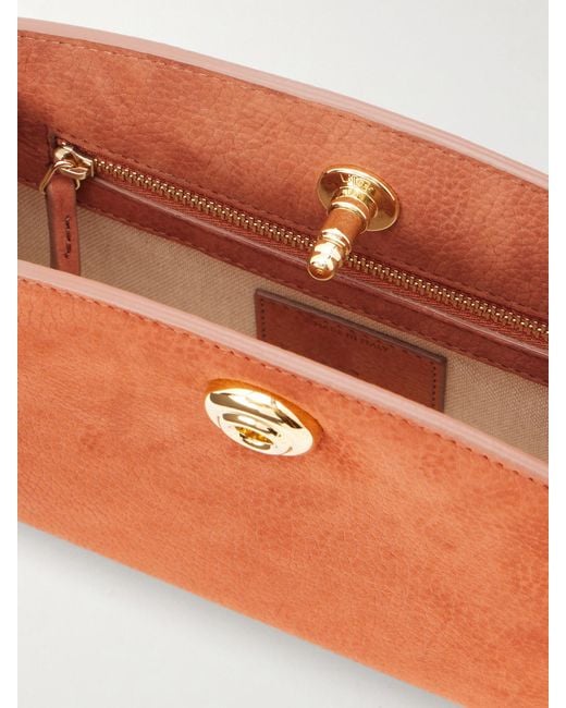 Liffner Orange Pushlock Leather Clutch