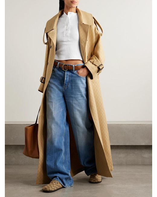 Gucci White Oberteil Aus Gerippter Stretch-Baumwolle Mit Popelineeinsätzen