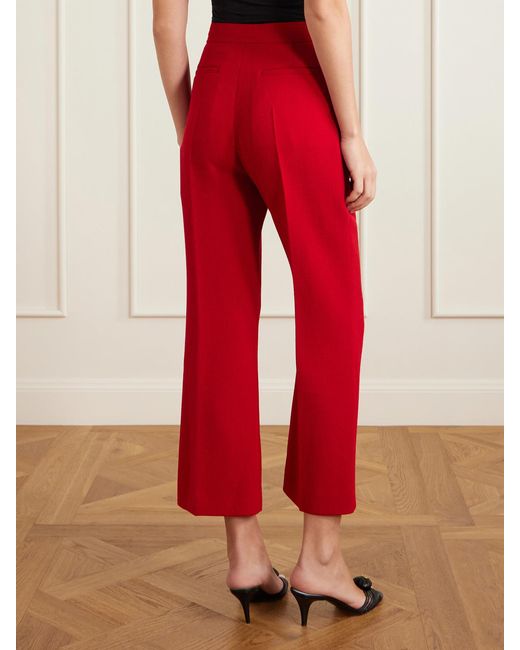 Valentino Garavani Red Embellished Wool Straight-Leg Pants