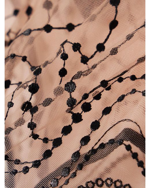 Kiki de Montparnasse Natural Ondule Silk-Blend Trimmed Embroidered Tulle Suspender Belt