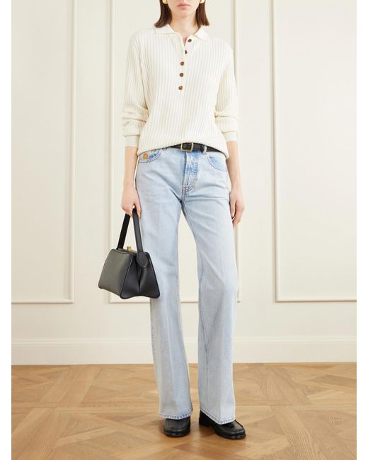 Blazé Milano Natural Alegria Cable-Knit And Silk And Cotton-Blend Polo Sweater