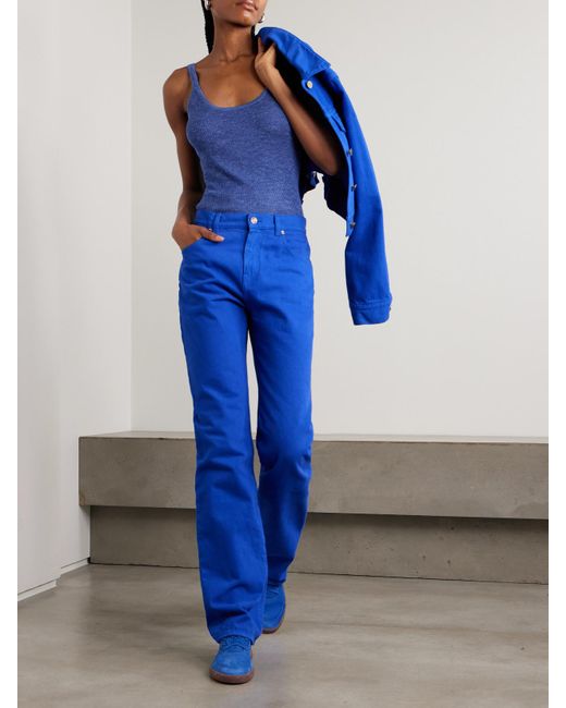 Gabriela Hearst Blue Cinxia Tanktop Aus Einer Gerippten Mischung Aus Kaschmir, Seide Und Hanf