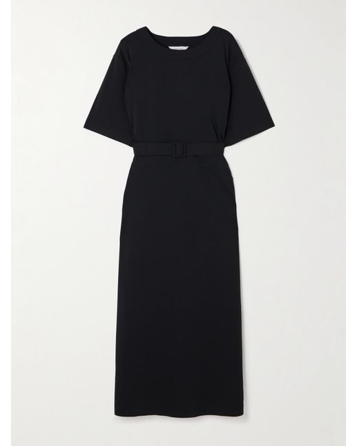 Max Mara Black Amati Midikleid Aus Stretch-Crêpe Mit Gürtel