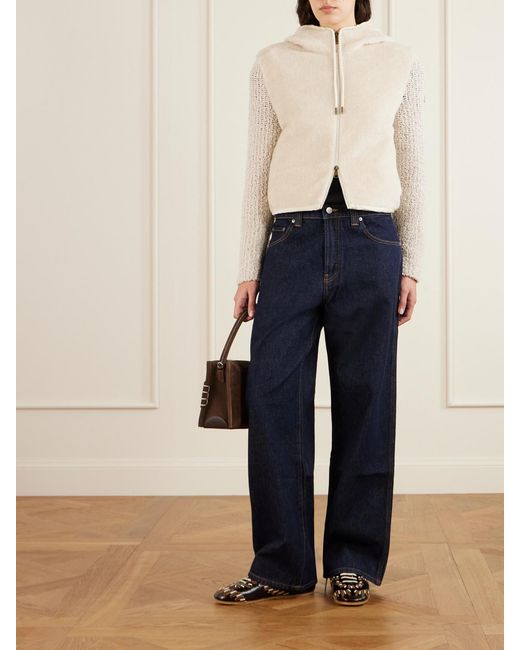 Moncler Natural Hooded Fleece And Wool-Blend Bouclé Cardigan