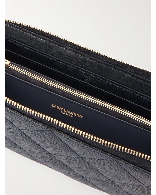 Saint Laurent Black Quilted Textured-Leather Wallet