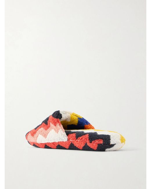 Missoni White Striped Cotton-Terry Slippers
