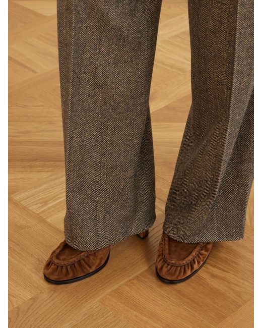 Saint Laurent Brown Le Loafer Suede Pumps